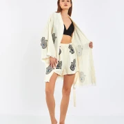 Ivory Shine – Musselin 2-Teiler (Cardigan & Shorts)