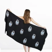 Aegean Towel – Black Horizon | Handmade 100% Baumwolle | Hamamtuch in Schwarz