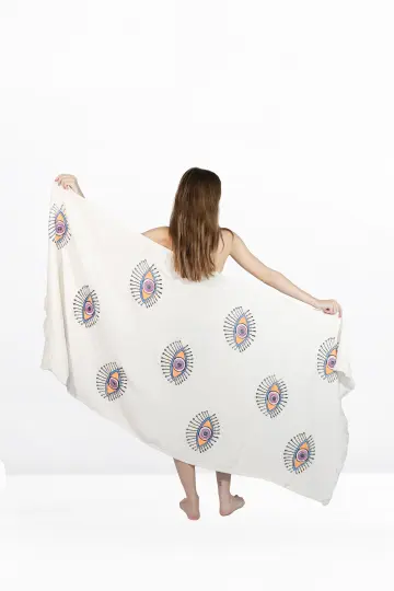 Aegean Towel – Aya Ivory | Handmade | 100% Baumwolle | Hamamtuch in Naturweiß