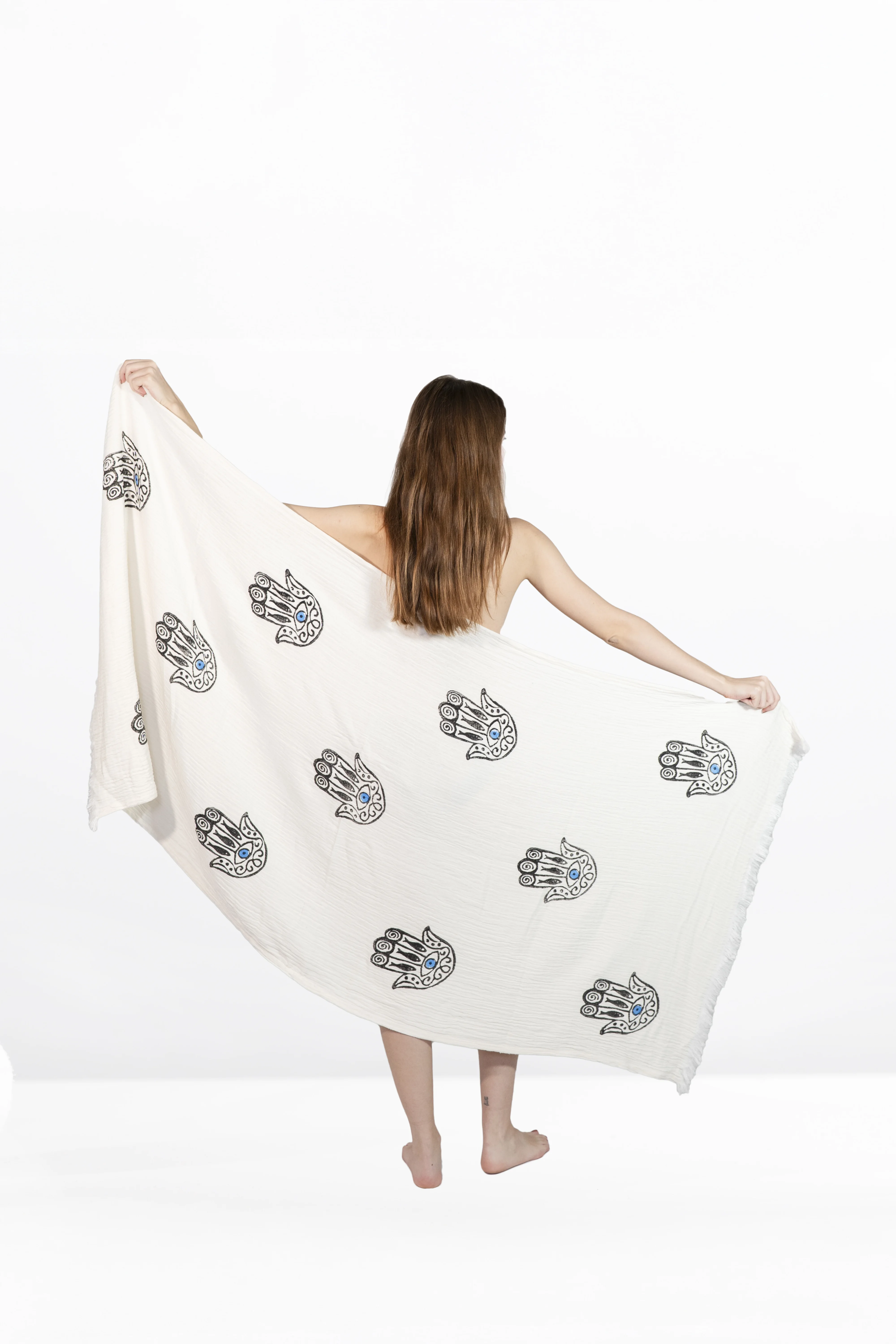 Aegean Touch | Handmade | 100% Baumwolle | Hamamtuch in Naturweiß